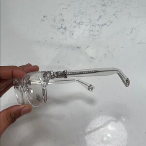 White Clear Silver ChromeHeart Glasses